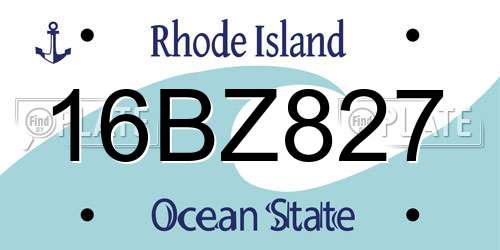 16BZ827 Rhode Island License Plate