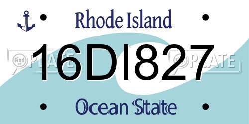 16DI827 Rhode Island License Plate