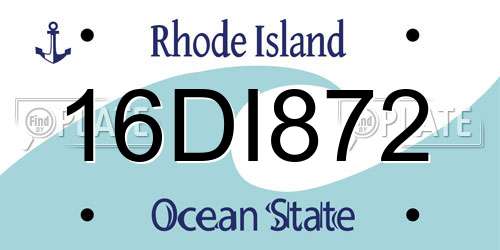 16DI872 Rhode Island License Plate