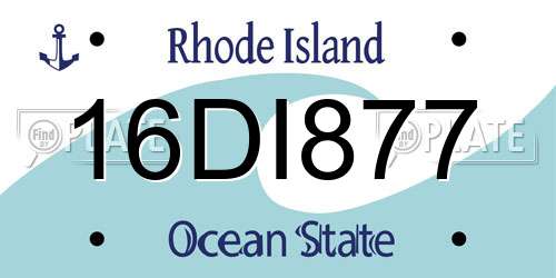 16DI877 Rhode Island License Plate