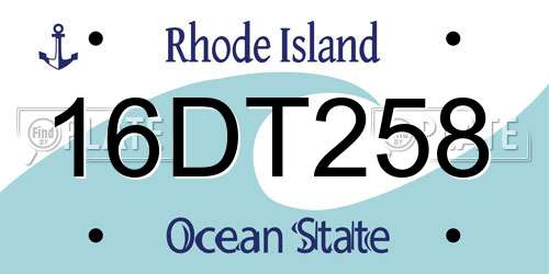 16DT258 Rhode Island License Plate
