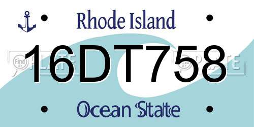16DT758 Rhode Island License Plate