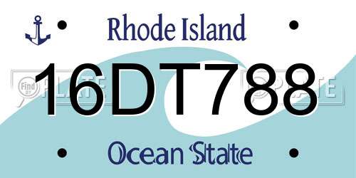 16DT788 Rhode Island License Plate