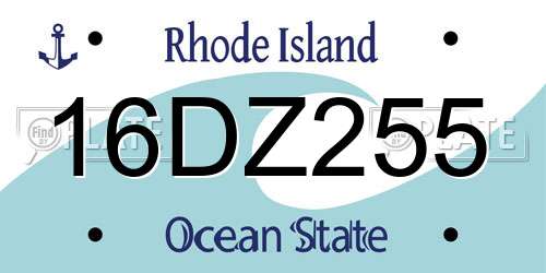 16DZ255 Rhode Island License Plate