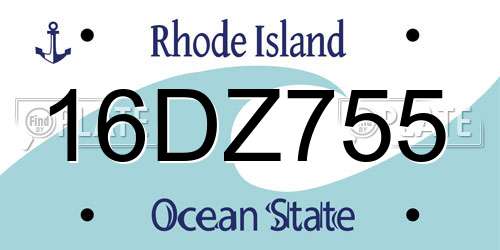 16DZ755 Rhode Island License Plate