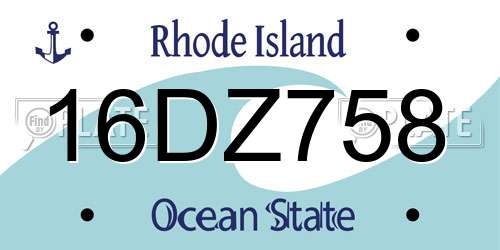 16DZ758 Rhode Island License Plate