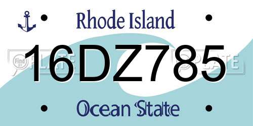 16DZ785 Rhode Island License Plate