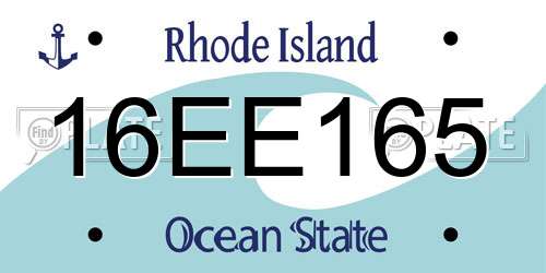 16EE165 Rhode Island License Plate