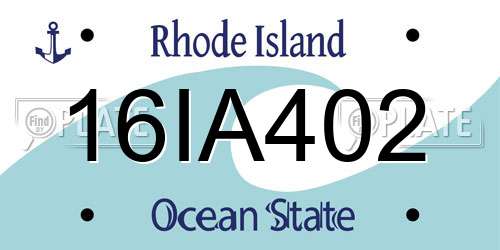 16IA402 Rhode Island License Plate