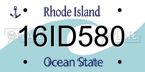 16ID580 Rhode Island License Plate
