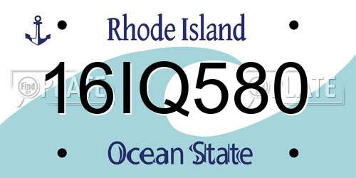 16IQ580 Rhode Island License Plate