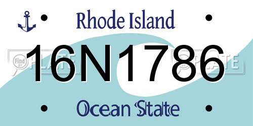 16N1786 Rhode Island License Plate