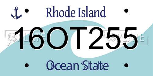 16OT255 Rhode Island License Plate