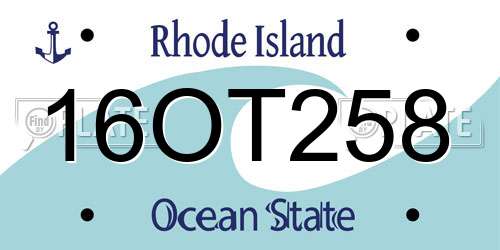 16OT258 Rhode Island License Plate