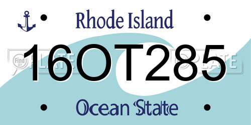 16OT285 Rhode Island License Plate