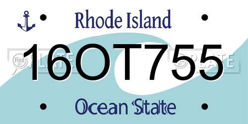 16OT755 Rhode Island License Plate