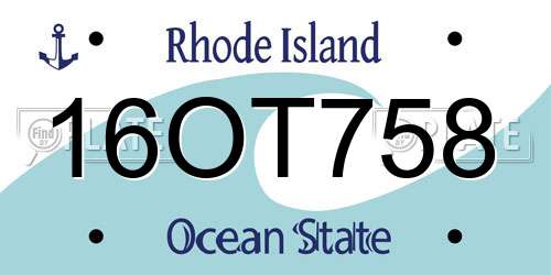 16OT758 Rhode Island License Plate