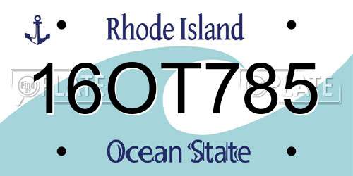 16OT785 Rhode Island License Plate