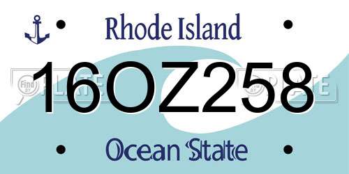 16OZ258 Rhode Island License Plate