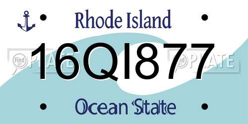 16QI877 Rhode Island License Plate