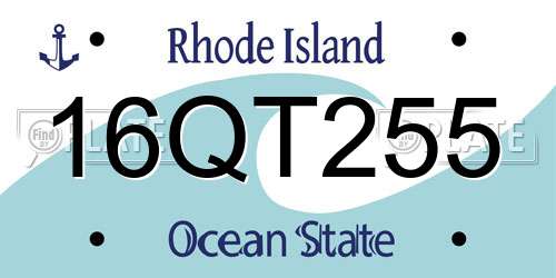 16QT255 Rhode Island License Plate