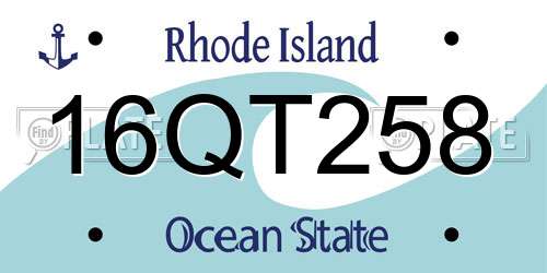 16QT258 Rhode Island License Plate