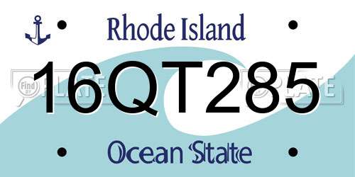16QT285 Rhode Island License Plate