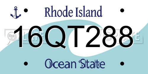 16QT288 Rhode Island License Plate