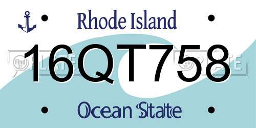 16QT758 Rhode Island License Plate