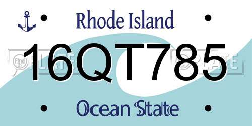 16QT785 Rhode Island License Plate