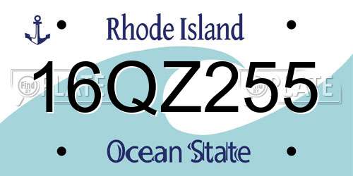 16QZ255 Rhode Island License Plate