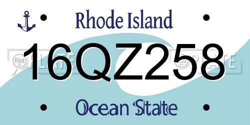 16QZ258 Rhode Island License Plate