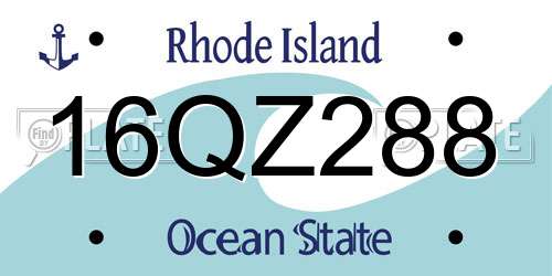 16QZ288 Rhode Island License Plate