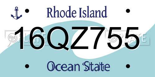 16QZ755 Rhode Island License Plate
