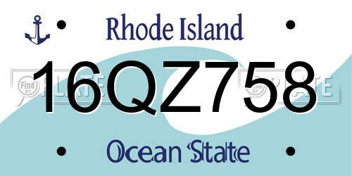 16QZ758 Rhode Island License Plate