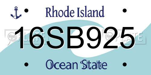 16SB925 Rhode Island License Plate