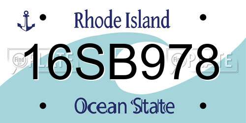 16SB978 Rhode Island License Plate
