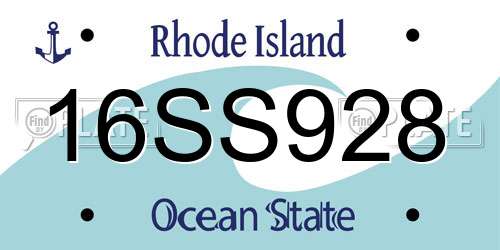 16SS928 Rhode Island License Plate