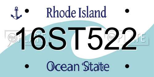 16ST522 Rhode Island License Plate