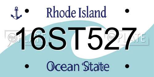 16ST527 Rhode Island License Plate
