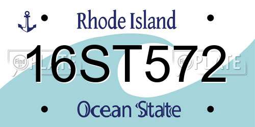 16ST572 Rhode Island License Plate