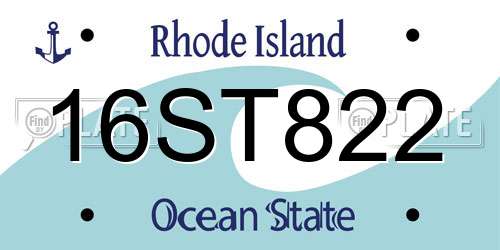 16ST822 Rhode Island License Plate