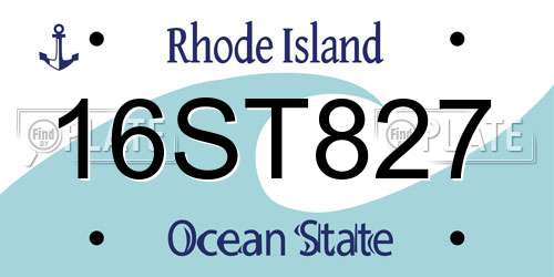 16ST827 Rhode Island License Plate