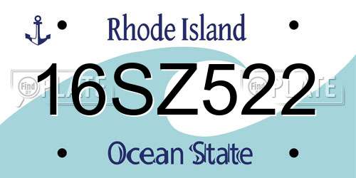 16SZ522 Rhode Island License Plate