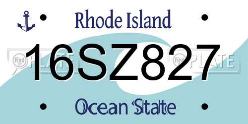 16SZ827 Rhode Island License Plate