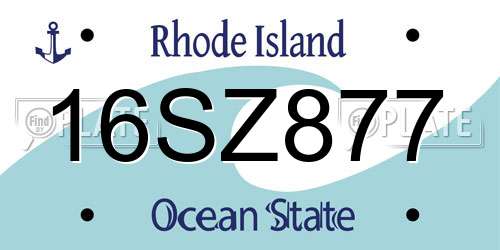 16SZ877 Rhode Island License Plate