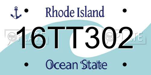 16TT302 Rhode Island License Plate