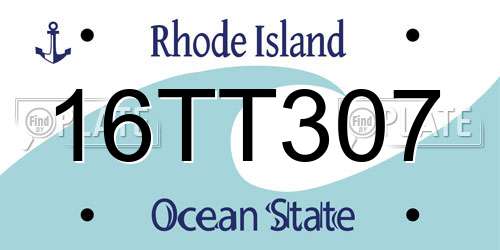 16TT307 Rhode Island License Plate