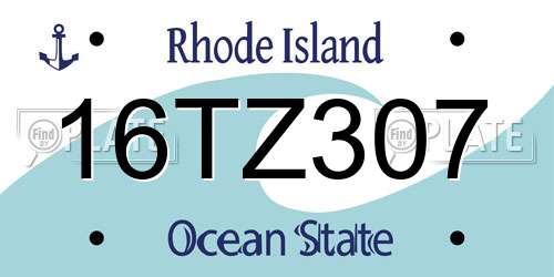 16TZ307 Rhode Island License Plate