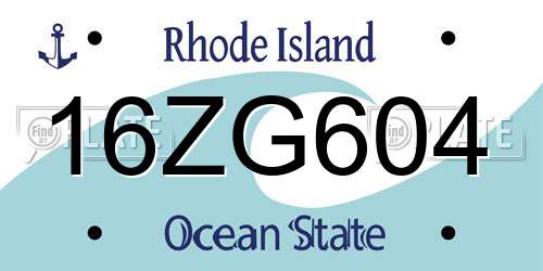 16ZG604 Rhode Island License Plate